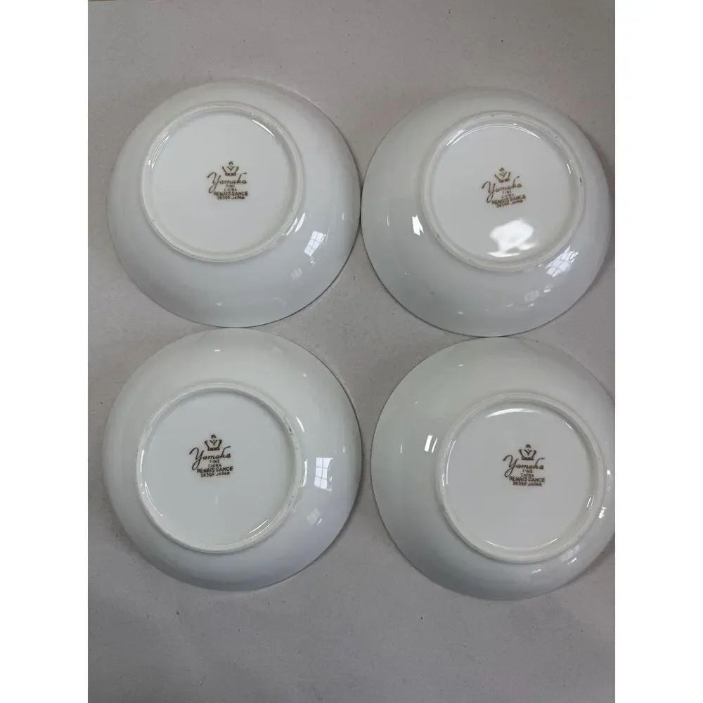 Yamaka Fine China Renaissance 2659R Fruit Bowls Set of 4, Sage Green Gold